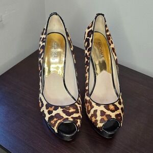 MICHAEL KORS Ionna Pump‎ Leopard Cheetah print haircalf 10M ORIG $125  MK shoe